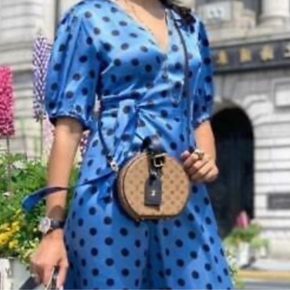 Zara Blue Polka Dot Wrap Maxi Dress | Size Medium - Picture 10 of 16